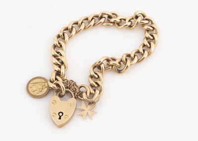 Lot 153 - A 9ct gold curb link and padlock clasp bracelet