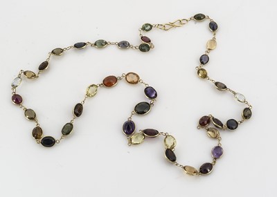 Lot 172 - A mixed gem set 14ct gold necklace
