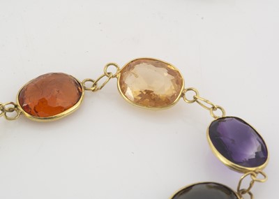 Lot 172 - A mixed gem set 14ct gold necklace
