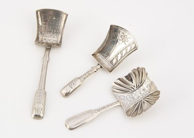 Lot 225 - Three Georgian period silver tea caddy spoons