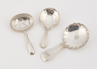 Lot 227 - Three Georgian period silver tea caddy spoons