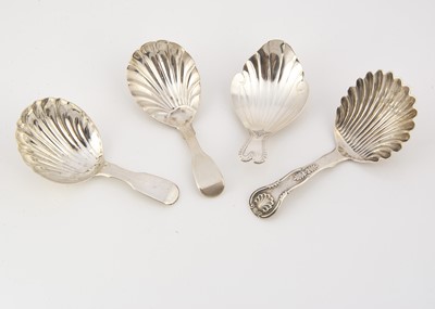 Lot 228 - Four Georgian period silver tea caddy spoons