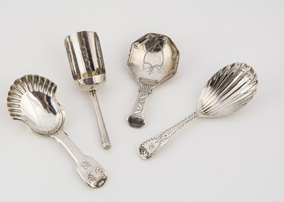 Lot 230 - Four Georgian period silver tea caddy spoons