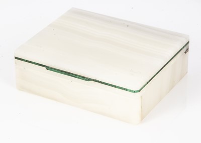 Lot 238 - An Art Deco white onyx and malachite cigarette box