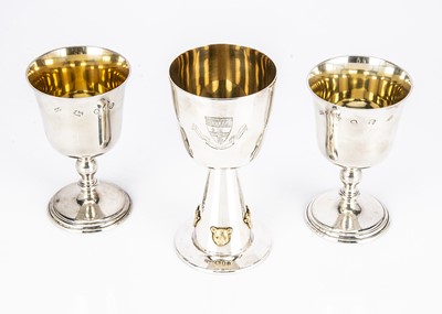 Lot 284 - Three 1970s silver goblets