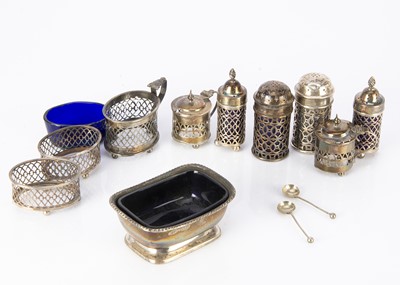 Lot 323 - A collection of Victorian and later silver cruet items