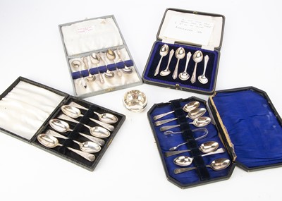 Lot 328 - Four Victorian and first half 20th century cased sets of six teaspoons