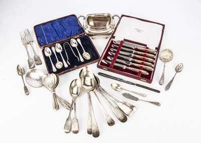 Lot 332 - A collection of Georgian and later silver and silver plated items