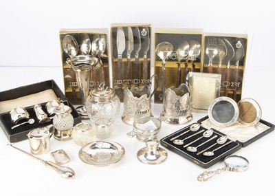 Lot 340 - A collection of 19th and 20th century silver and silver plated items and more