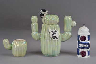 Lot 359 - A Paul Cardew cactus lustre ceramic teapot and cup