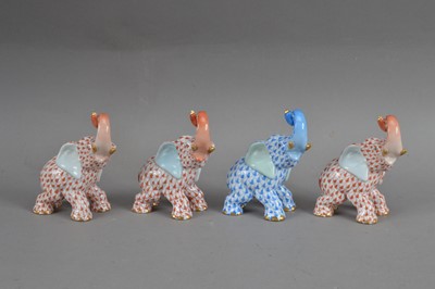 Lot 363 - A collection of four Herend porcelain elephants