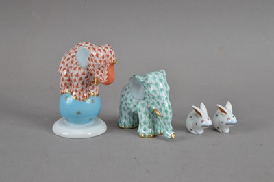 Lot 366 - Two Herend porcelain elephants