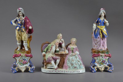 Lot 382 - A continental porcelain figural group