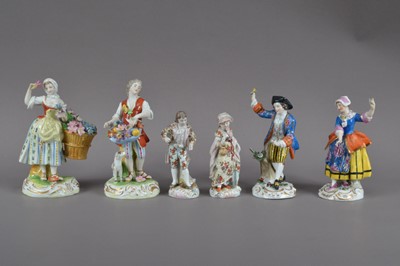 Lot 391 - Six 20th century continental porcelain figurines