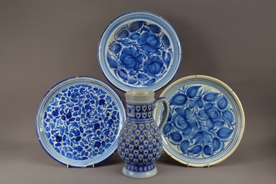 Lot 397 - Three Delft blue and wite chargers