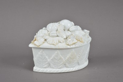 Lot 424 - A Derby Blanc de Chine shaped pot and cover