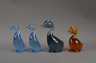 Lot 428 - Four  Whitefriars glass ducks