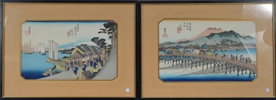 Lot 472 - Four Japanese framed block prints