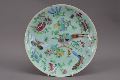 Lot 481 - A 19th century Chinese porcelain Celadon glazed plate